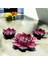 Luxury Dekoratif Polyester Üçlü Lotus Mumluk Pembe Gold Eskitme 1 Adet 5