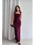 Askılı Drape Detay Maxi Boy Abiye Elbise 3