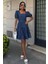 Kare Yakalı ve Gipe Detaylı Tensel Elbise 2883 1