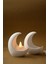 Dekoratif Taş Tozu Ay Şeklinde Tealight Mumluk Ev Ofis Banyo Dekorasyonu 5