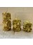 - 3 Adet Çiçek Desenli Dekoratif Mum Gold Nrmsa 1