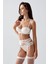 Push Up Dantelli Jartiyerli ve Çoraplı Ip Askılı Sütyen Takımı C14169 Ekru 3