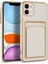 Apple iPhone 12 Kılıf Klcr Bark Kartlıklı Kapak-Beyaz 1