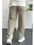 Erkek Beli Düğmeli Baggy Kalıp Pileli Pantolon Yeşil EDW357 4