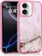 iPhone 16 Uyumlu Kılıf Sıvılı Simli Kelebek Baskılı Şeffaf Arka Yüzey Klcr Glis Silikon Kapak-Pembe 1