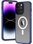 Apple iPhone 13 Pro Max Kılıf Wireless Şarj Özellikli Klcr Hibrit Magsafe Kapak-Mavi 1