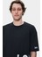 Ignıso Siyah Bisiklet Yaka Baskılı Oversize Erkek Tshirt 1