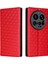 Xiaomi 15 Ultra Kılıf Cüzdan Eşkenar Dörtgen Baskılı Deri Telefon Kapağı-Kırmızı (Yurt Dışından) 1