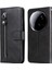 Xiaomi 15 Ultra Kılıf Fermuarlı Cüzdan Dana Dokulu Pu Deri Telefon Kapağı-Siyah (Yurt Dışından) 1