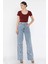 Kadın Yüksek Bel Yıldız Detaylı Palazzo Jean Kot Pantolon P-00016788 1