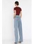 Kadın Yüksek Bel Yıldız Detaylı Palazzo Jean Kot Pantolon P-00016788 4