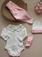 Pembe Hastane Çıkışı Set (Body, Pantolon, Bere, Eldiven) 2