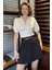 Kadın V Yaka Büzgü Detaylı Crop Top Bluz P-00016475 2