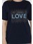 Love Taşlı Bisiklet Yaka Kadın Tişört P-00016715 4