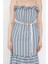 Kadın Ayarlanabilir Askılı Fırfırlı Hasır Kemerli Çizgi Desenli Elbise P-00016695 4