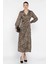 Leopar Desenli Drapeli Saten Elbise P-00016303 2