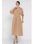 Kruvaze Yaka Bel Lastikli Kemerli Kısa Kol Elbise P-00016306 2
