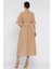 Kruvaze Yaka Bel Lastikli Kemerli Kısa Kol Elbise P-00016306 3