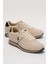 Erkek Günlük Cilt Sneaker Ayakkabı Bej - Siyah 2