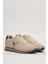 Erkek Günlük Cilt Sneaker Ayakkabı Bej - Siyah 3