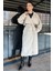 Kadın Bel Kuşaklı Yırtmaçlı Oversize Trençkot P-00016316 2