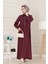 Cep Detaylı Cepkenli Ela Elbise-Bordo 1
