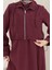 Cep Detaylı Cepkenli Ela Elbise-Bordo 4