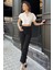 Kadın Yüksek Bel Taş Işlemeli Yırtmaç Detaylı Jean Kot Pantolon P-00016597 2
