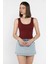Kadın Modal Kumaş Sıfır Kol Likralı Crop Top Bluz P-00016648 2