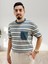 Erkek Bisiklet Yaka Cep Detaylı Yeni Sezon Trend Çizgili Örme T-Shirt 1
