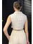 Kadın Çift Cepli Çizgi Desenli Sıfır Kol Keten Crop Top Gömlek P-00016562 3