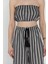Kadın Çizgi Desenli Straplez Crop Top Bluz Palazzo Pantolon Ikili Takım P-00016546 4