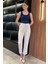 Kadın Yüksek Bel Duble Paça Keten Pantolon P-00016598 2