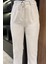 Kadın Yüksek Bel Duble Paça Keten Pantolon P-00016598 4