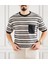 Erkek Bisiklet Yaka Cep Detaylı Yeni Sezon Trend Çizgili Örme T-Shirt 2