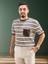 Erkek Bisiklet Yaka Cep Detaylı Yeni Sezon Trend Çizgili Örme T-Shirt 3