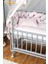 Ahşap Beşik Anne Yanı Yeni Doğan Papatya Gri Bebek Beşiği Pembe Gri Örgü Uyku Setli+Teker 3