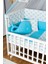 Ahşap Beşik Anne Yanı Yeni Doğan Asya Beyaz Bebek Beşiği Mavi Balina Uyku Setli 3