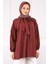 Bordo Yaka Detaylı Balon Kol Tunik 1