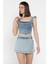 Kadın Yan Fermuar Detaylı Mini Jean Kot Şort Etek P-00016543 2