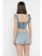 Kadın Yan Fermuar Detaylı Mini Jean Kot Şort Etek P-00016543 3