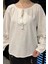 Yaka Bağlamalı Kol Fisto Detaylı Keten Bluz P-00016424 4