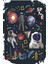 Uzay Güneş Sistemi Gezegenler Astronotlar Retro Ahşap Poster 1