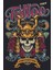 Tatto Tokio Dövmeci Geçici Dövme Kuru Kafa Deseni Retro Ahşap Poster 1
