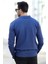 Erkek Indigo Polo Yaka %100 Mikro Flament Örme Ribanalı Triko Sweatshirt - 1920 4