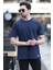 Erkek Bisiklet Yaka Regular Fit Pamuklu T-Shirt Lacivert - 5446 1