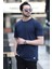 Erkek Bisiklet Yaka Regular Fit Pamuklu T-Shirt Lacivert - 5446 3
