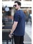 Erkek Bisiklet Yaka Regular Fit Pamuklu T-Shirt Lacivert - 5446 4