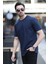 Erkek Bisiklet Yaka Regular Fit Pamuklu T-Shirt Lacivert - 5446 5