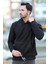 Erkek Kapüşonlu Oversize Sweatshirt Siyah Kanguru Cep Intersoft Hoodie - 5738 1